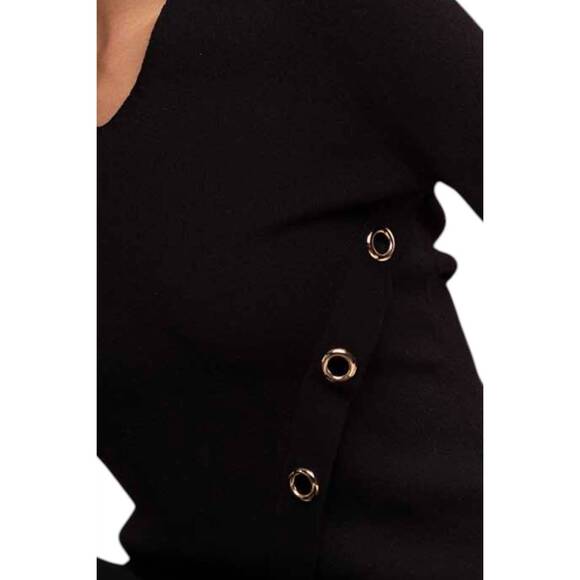 NEW ALISON SHERI v-neck knit sweater top in black - Picture 2 of 2